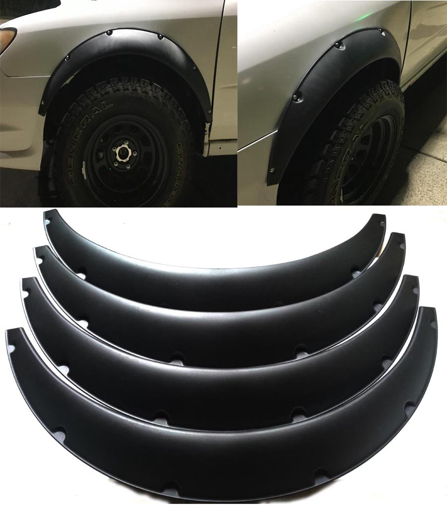 4 Pieces 90mm/3.5in Universal Flexible Car Front & Rear Fender Flares Extra Wide Body Wheel Arches Ejoyous Fender Flare 